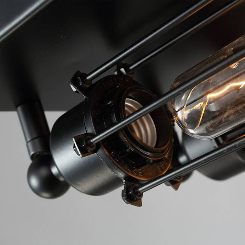 Austin Vintage Tubed Metal Flush Mount Plafondlamp, Zwart, Woonkamer