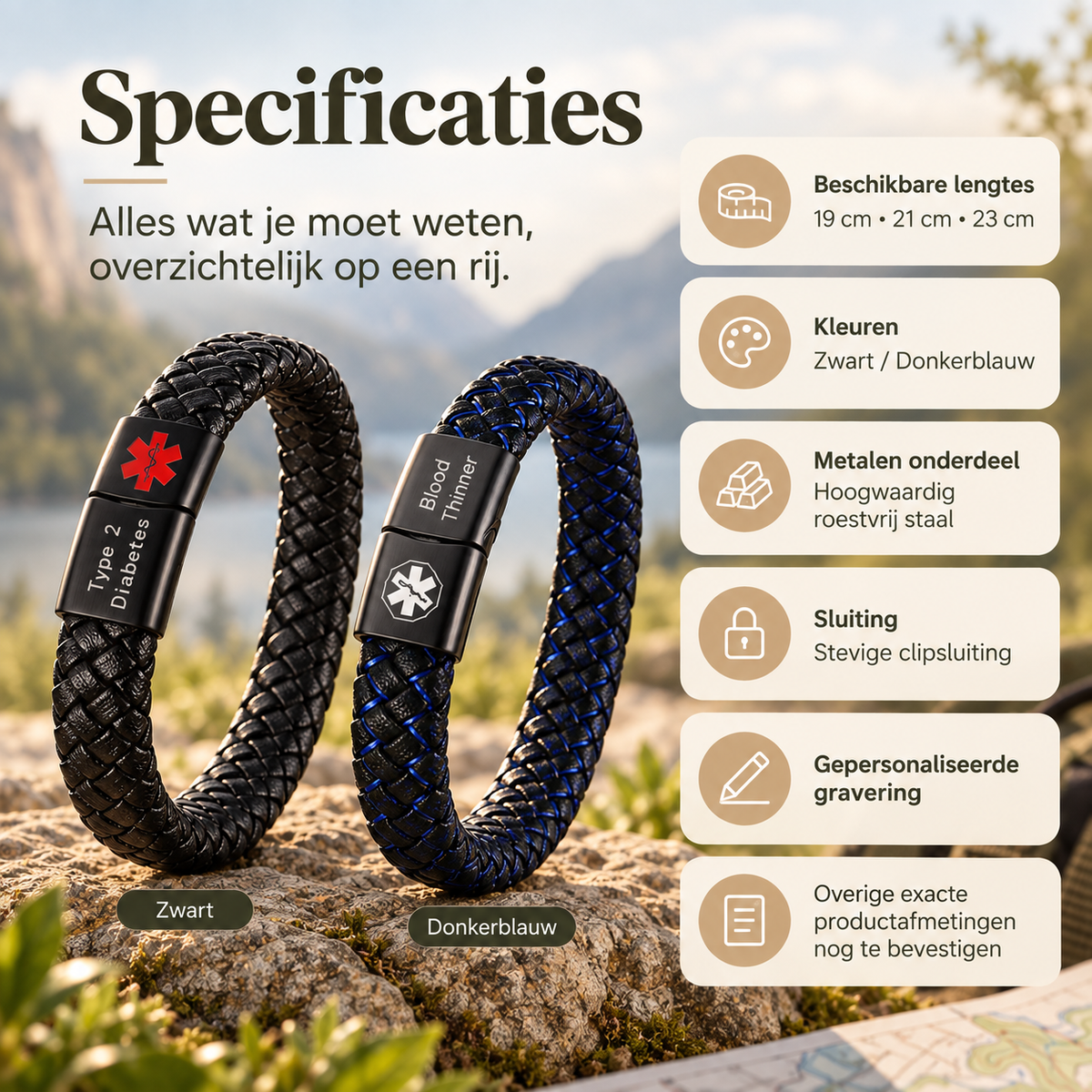 Custom AlertBand | Medische ID Armband voor Sporters & Outdoorliefhebbers