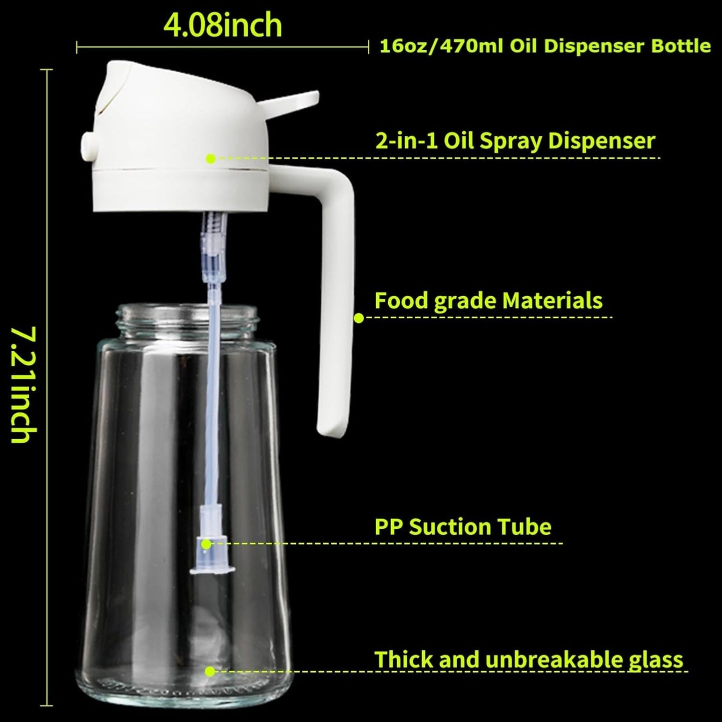 Skanto | 2-in-1 Olie Dispenserfles | Oliepompen en dispenser | Gezond koken