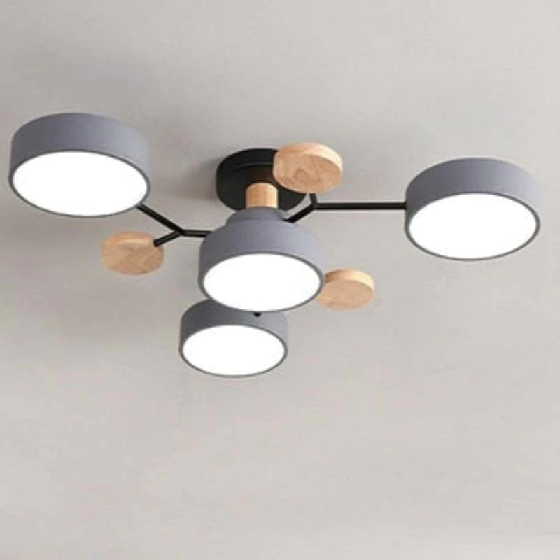 Muto Plafondlamp Hout Modern Rond LED Wit Slaap-/Woonkamer