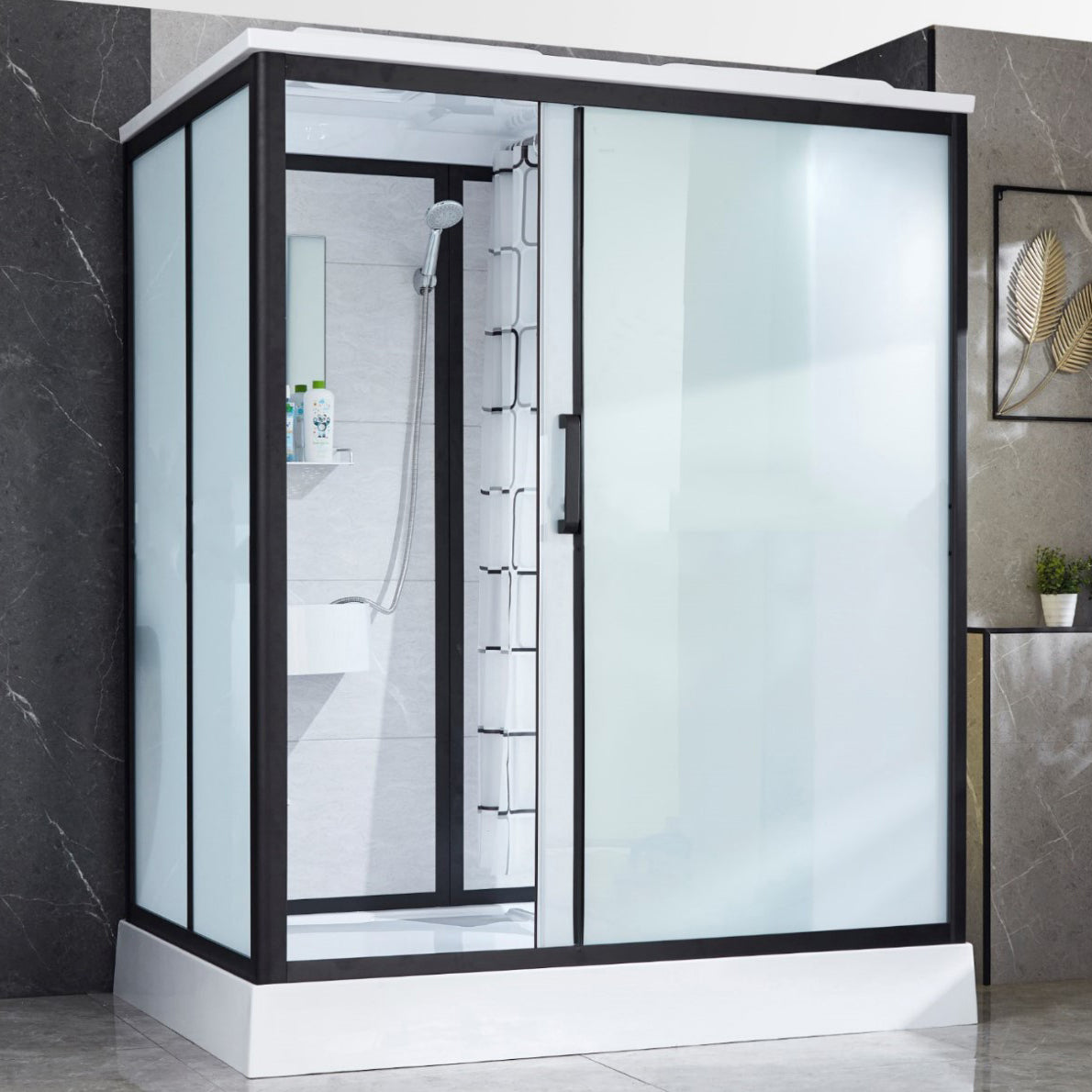 Gekaderde Tempered Glass Douche Kit met Inclusief Basis Gekaderde Douchecabine