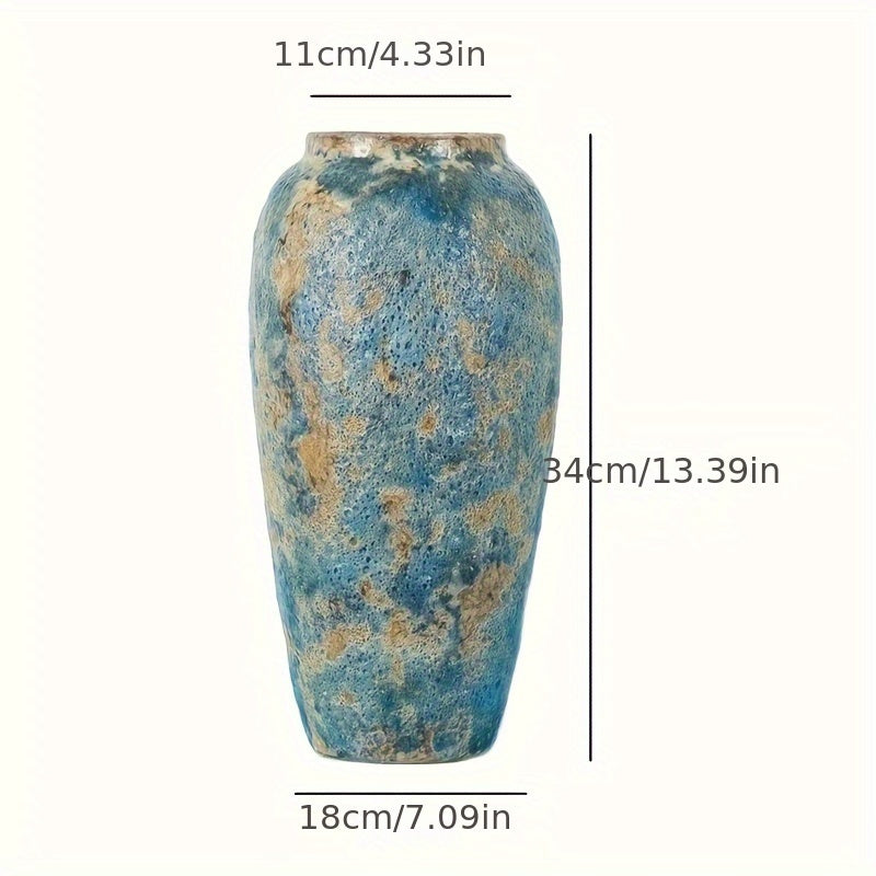 Unieke Vintage Keramische Vaasje – Handgemaakt Blauwe Aardewerk voor een Authentieke Uiterlijk