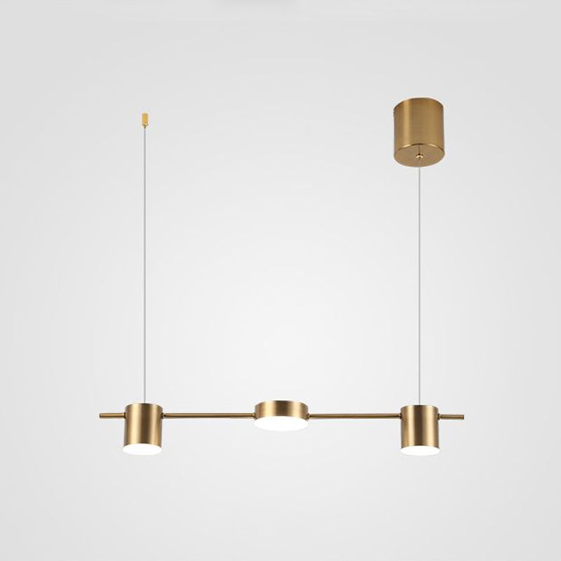 Drum Aluminium Eiland Hanglamp Modern Eenvoudig 3/5-Kops Zwart/Gouden Plafondlamp in Warm/Wit Licht