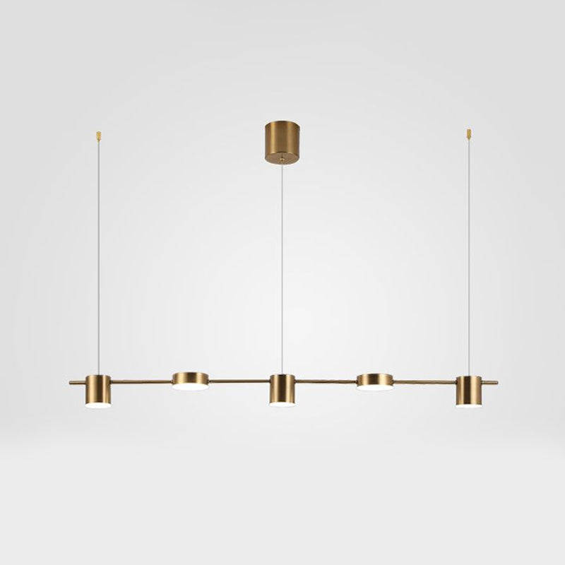 Drum Aluminium Eiland Hanglamp Modern Eenvoudig 3/5-Kops Zwart/Gouden Plafondlamp in Warm/Wit Licht