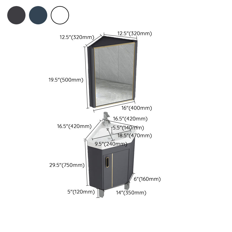 Contemporary Sink Vanity Driehoekige Wandgemonteerde Hoekbadkamermeubel