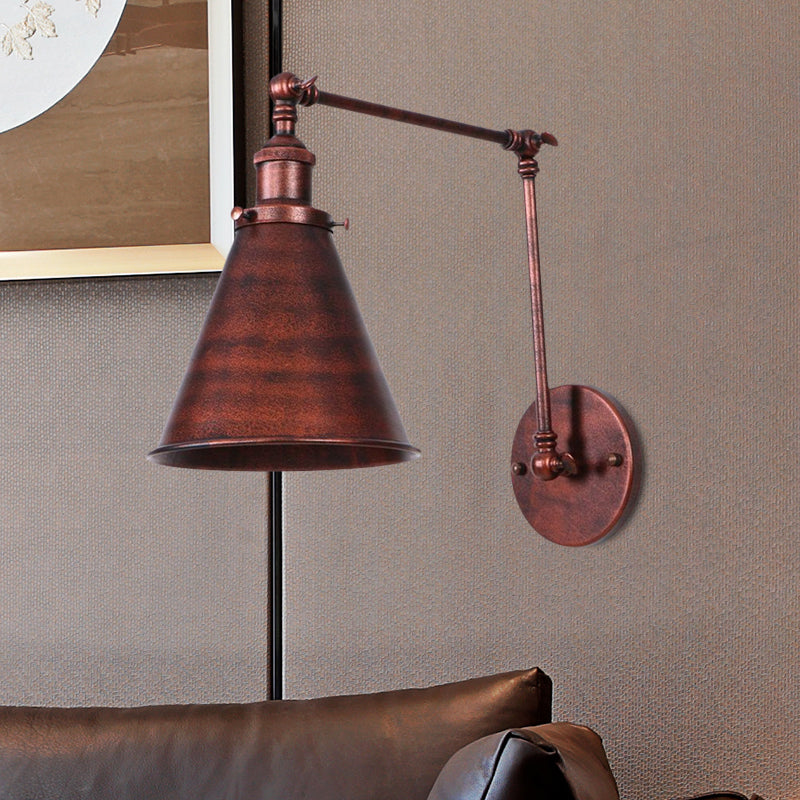 Boerderijstijl Conen Wandlamp 1 Lamp IJzeren Wandverlichting in Zwart/Roest voor Slaapkamer
