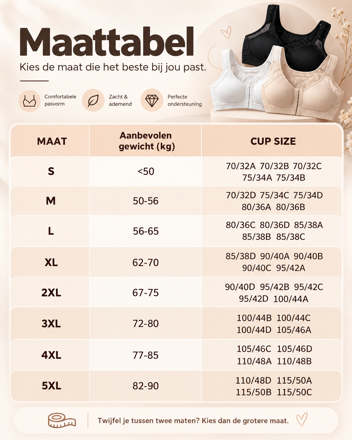 LuxAlign | Grote Maten BH met Brede Ondersteuning – S t/m 5XL