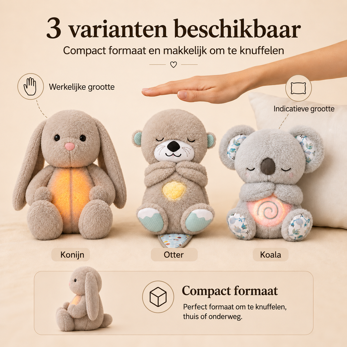 Ontspannende Knuffel met Ademhaling & Nachtlampje - Rustgevend