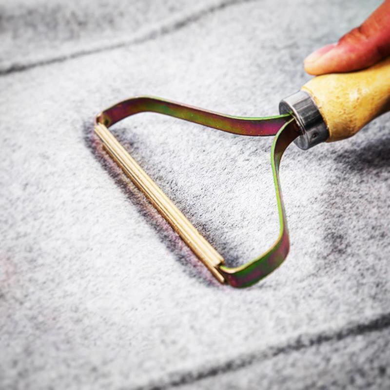 Handmatige Pluisverwijderaar | Koper Precisiekop | Echt Houten Handvat | Batterijloze Textielshaver voor Kasjmier, Wol & Meubelhoezen | Pilling-Extractor