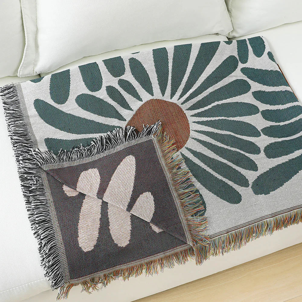 Floral Daisy Boho Geweven Deken