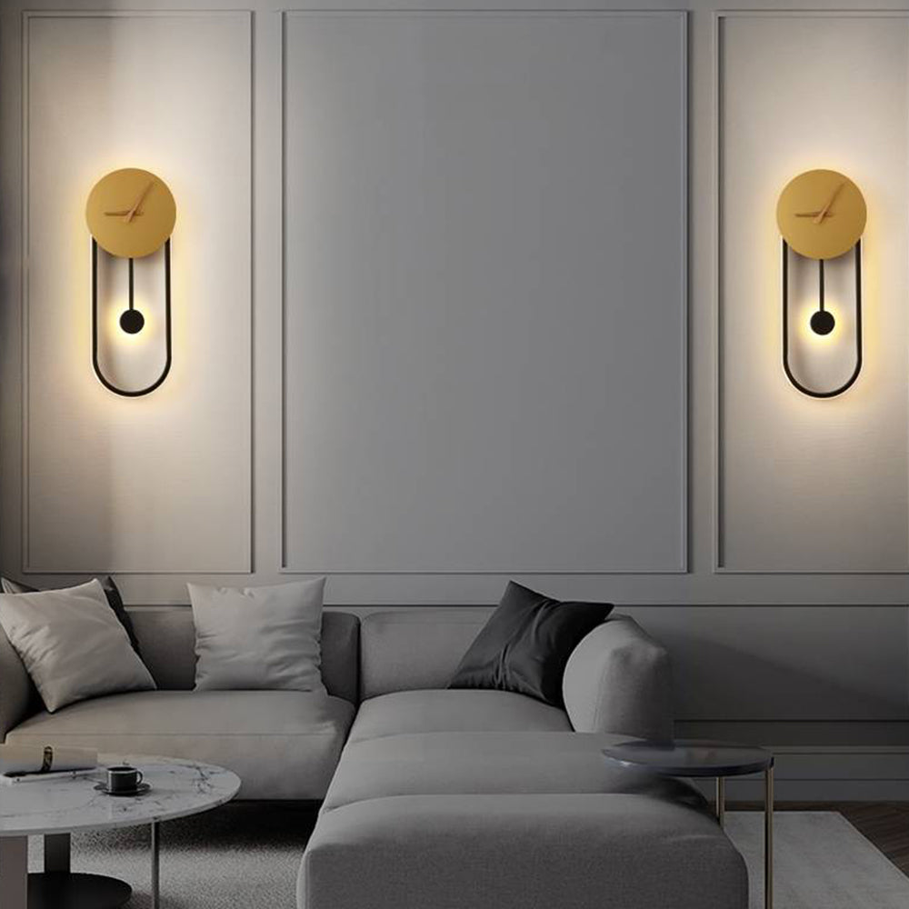Arisha Nordic Klok Wandlamp, Goud & Zwart