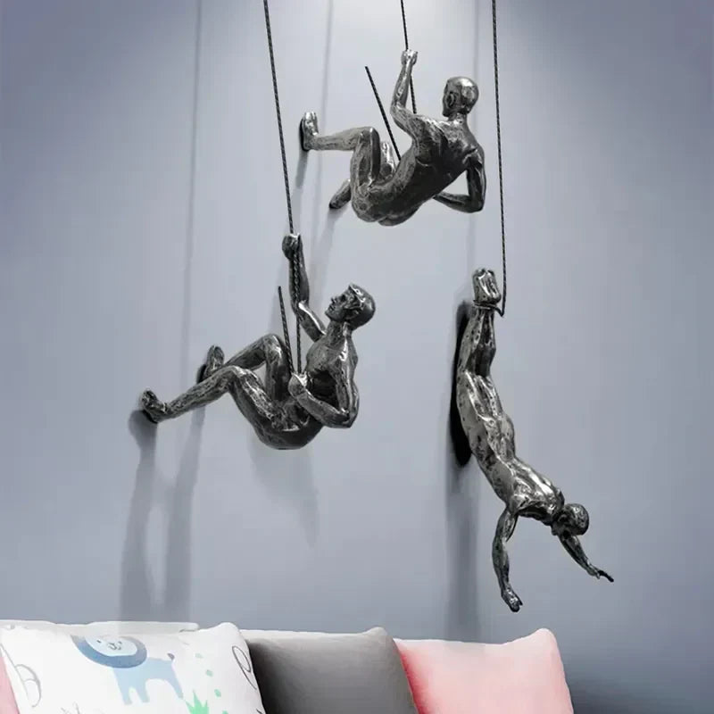 Decoratieve Klimfiguren Wand Sculptuur Set voor Moderne Wanddecoratie