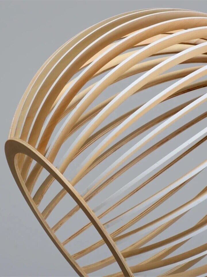 FjordLoom Rustieke Houten Kooi Hanglamp Verstelbare Kabel