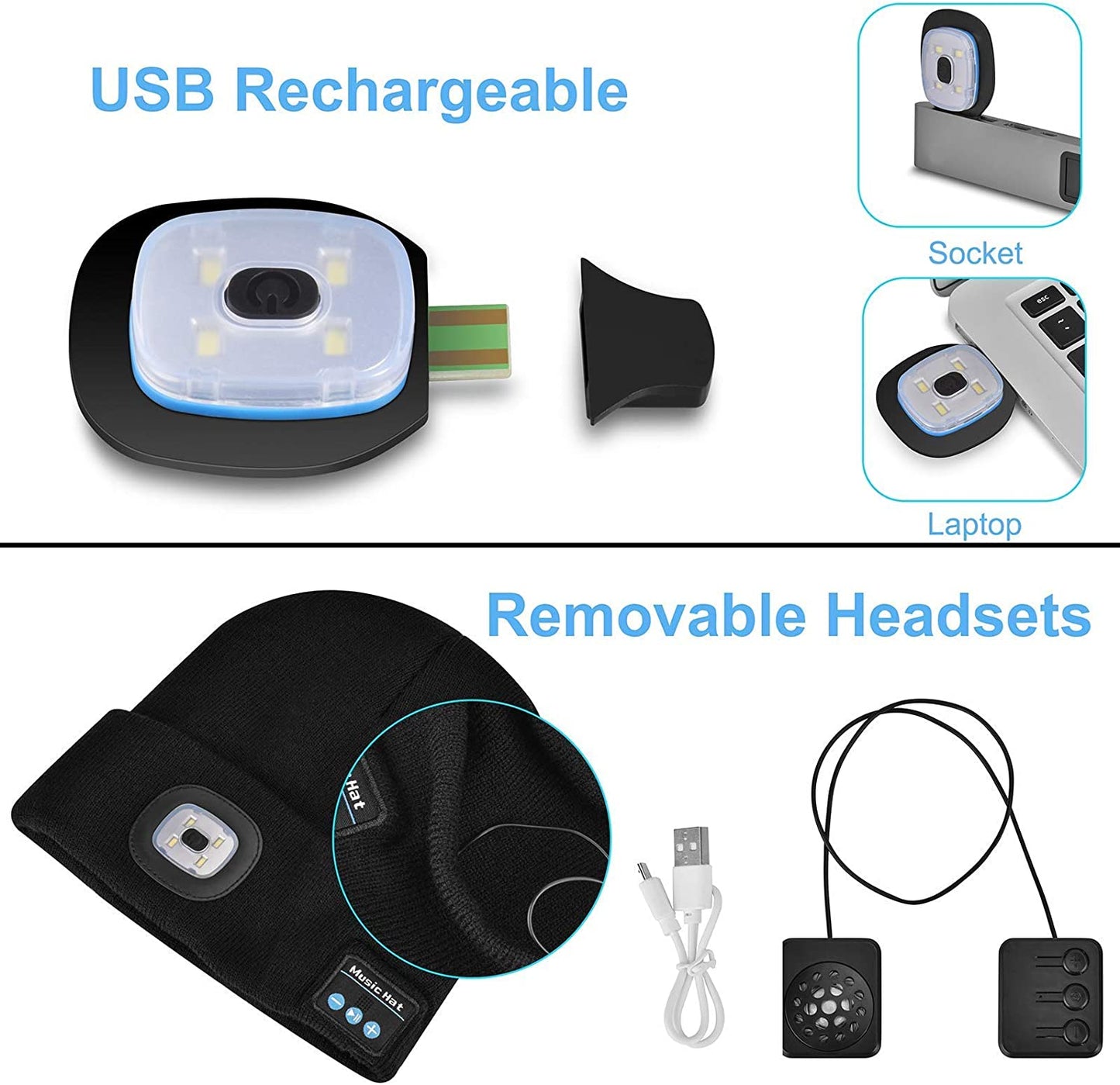 Bluetooth Beanie Hoed Licht Draadloze Hoofdtelefoon