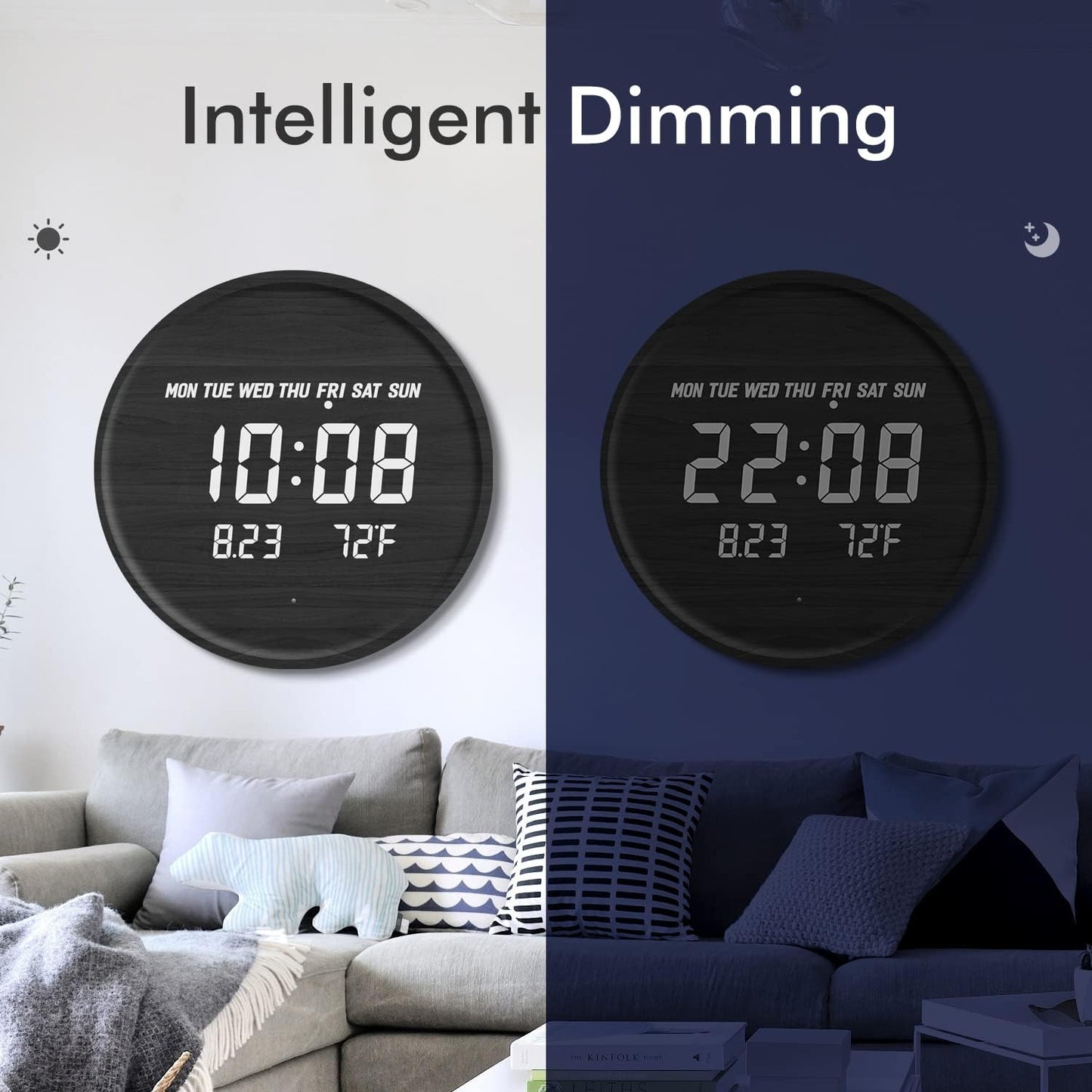 Scandinavische Digitale Wandklok Met LED-display En USB-voeding