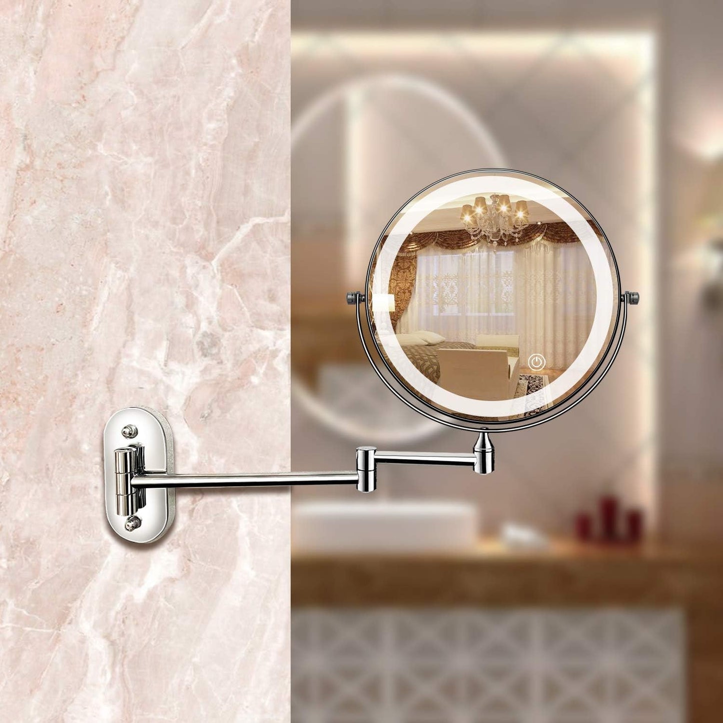 LED Vergrotende Spiegel | Oplaadbaar | Cosmetica & Badkamer | Chroomzilver