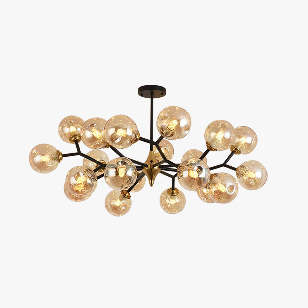 Valentina Art Deco Glazen Bubbel Kroonluchter, Amber
