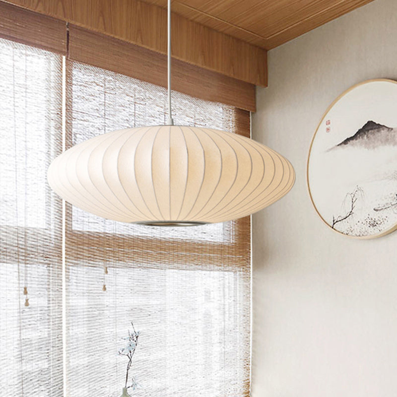 16"/19.5"/23.5"W Schotel Hangende Plafondlamp Modernistisch Stof 1 Licht Wit Hanglamp