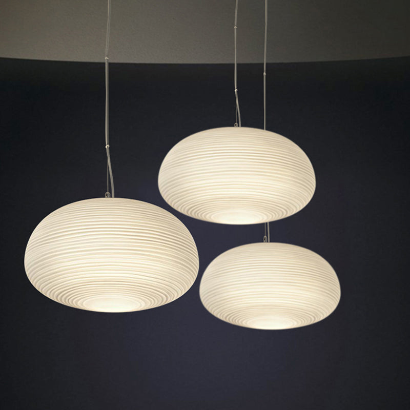 Cocoon Hanglamp Postmodern Geribbeld Glas 1 Licht Wit Hanglicht