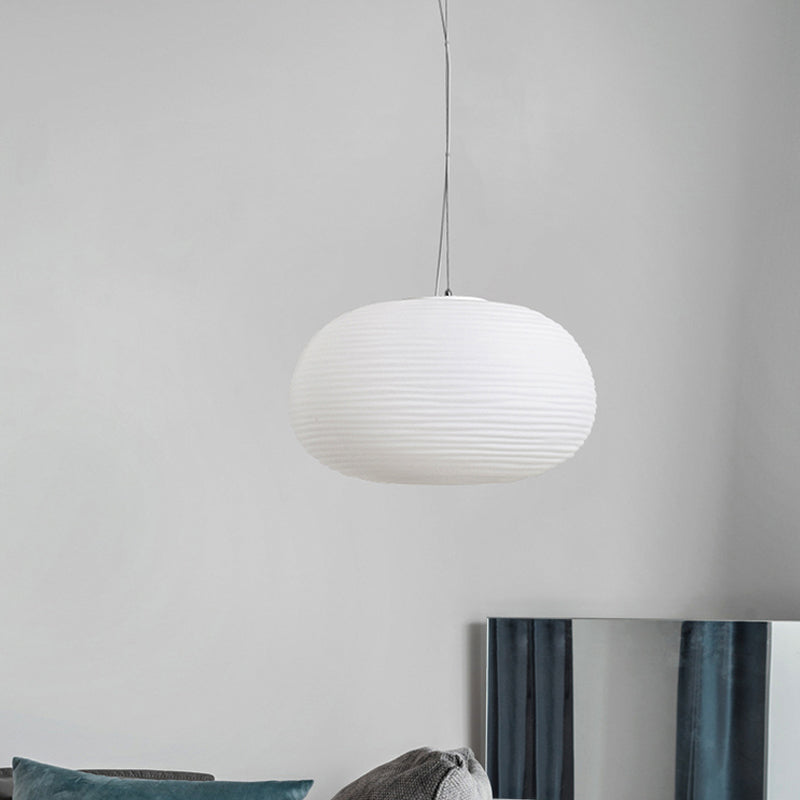 Cocoon Hanglamp Postmodern Geribbeld Glas 1 Licht Wit Hanglicht