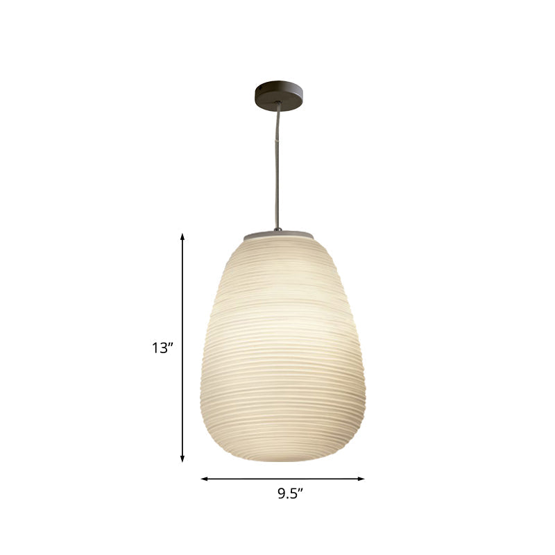 Cocoon Hanglamp Postmodern Geribbeld Glas 1 Licht Wit Hanglicht