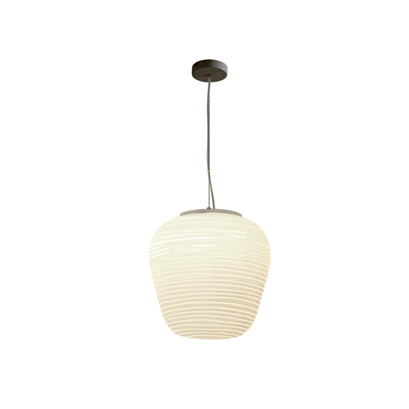 Cocoon Hanglamp Postmodern Geribbeld Glas 1 Licht Wit Hanglicht