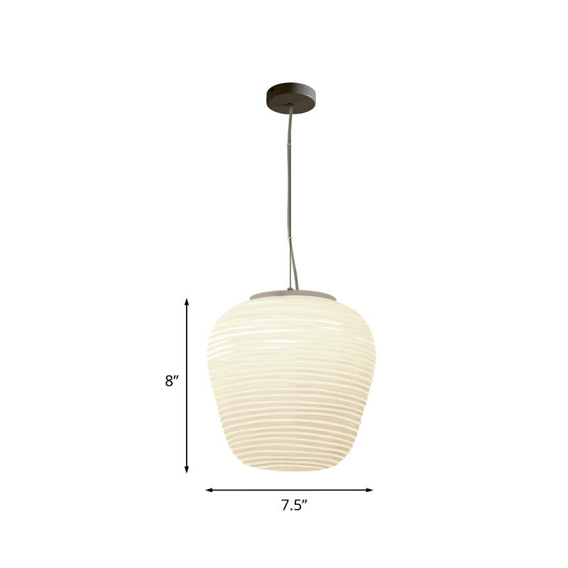Cocoon Hanglamp Postmodern Geribbeld Glas 1 Licht Wit Hanglicht