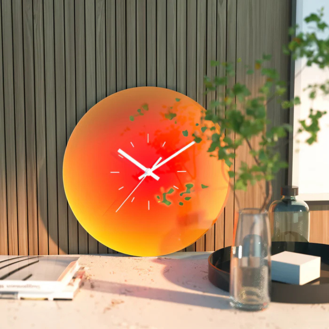 Zonsondergang - Design Wandklok Van Glas