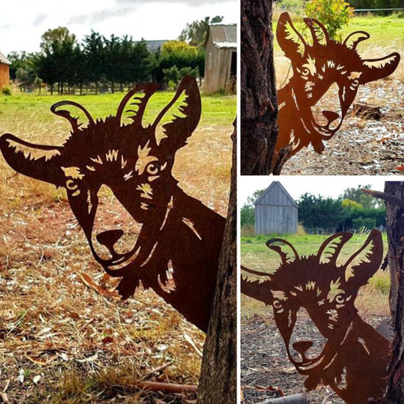 Buiten Tuin Boerderij Spionerende Geit Metaal Kunstwerk Binnen Decoratie