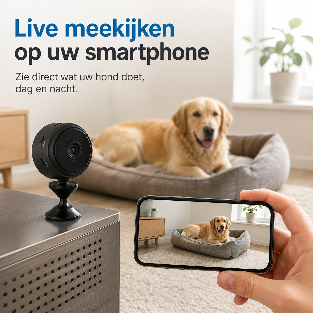 AutoVision | Draadloze Hondencamera met Nachtzicht voor Smartphone