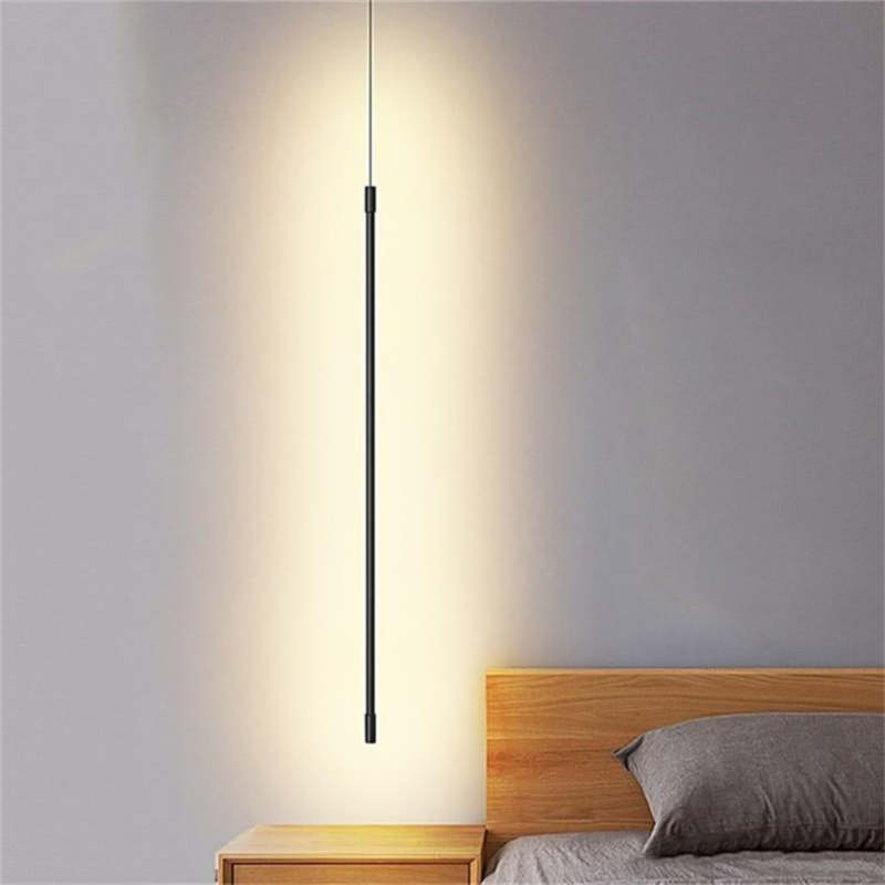 Erix Minimalistische Lineaire Hanglamp Bedside, Zwart