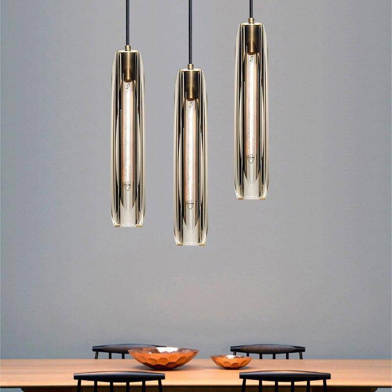 Juni Messing Designer Glazen Hanglamp Rookkleurig