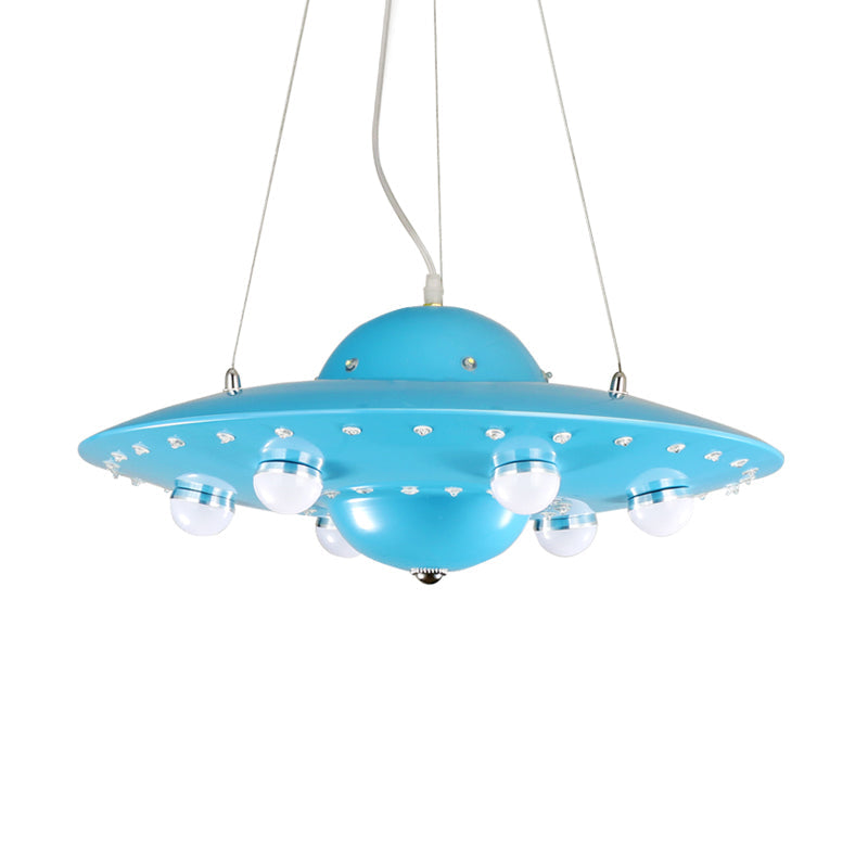 Noordse Vliegende Schotel Kroonluchter Licht Metaal Kinderkamer LED Hanglamp in Grijs/Roze/Blauw