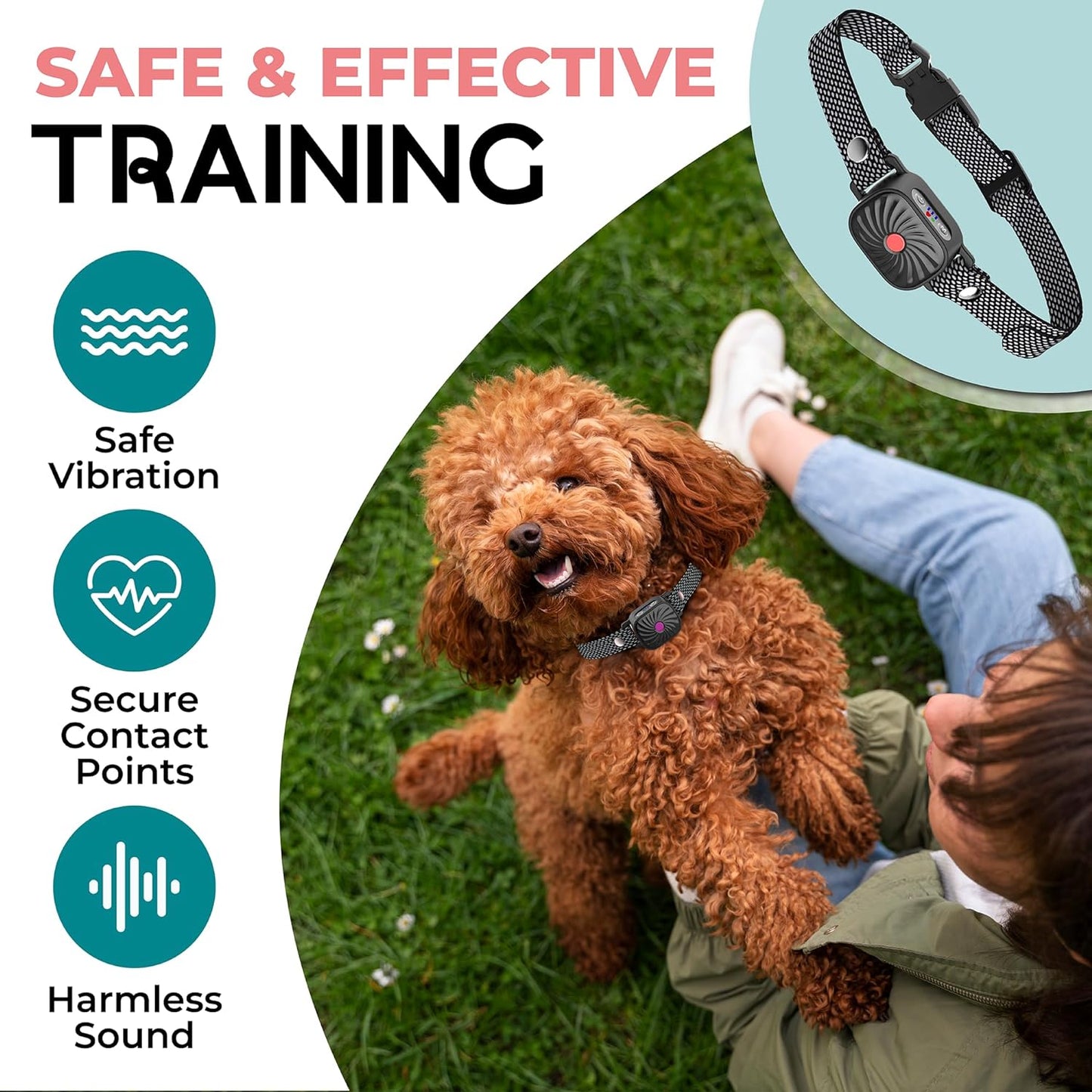 BelloSilent Antiblaffhalsband voor kleine honden | Met geluid & trilling | IP87 Waterdicht | Verstelbaar & zacht in training