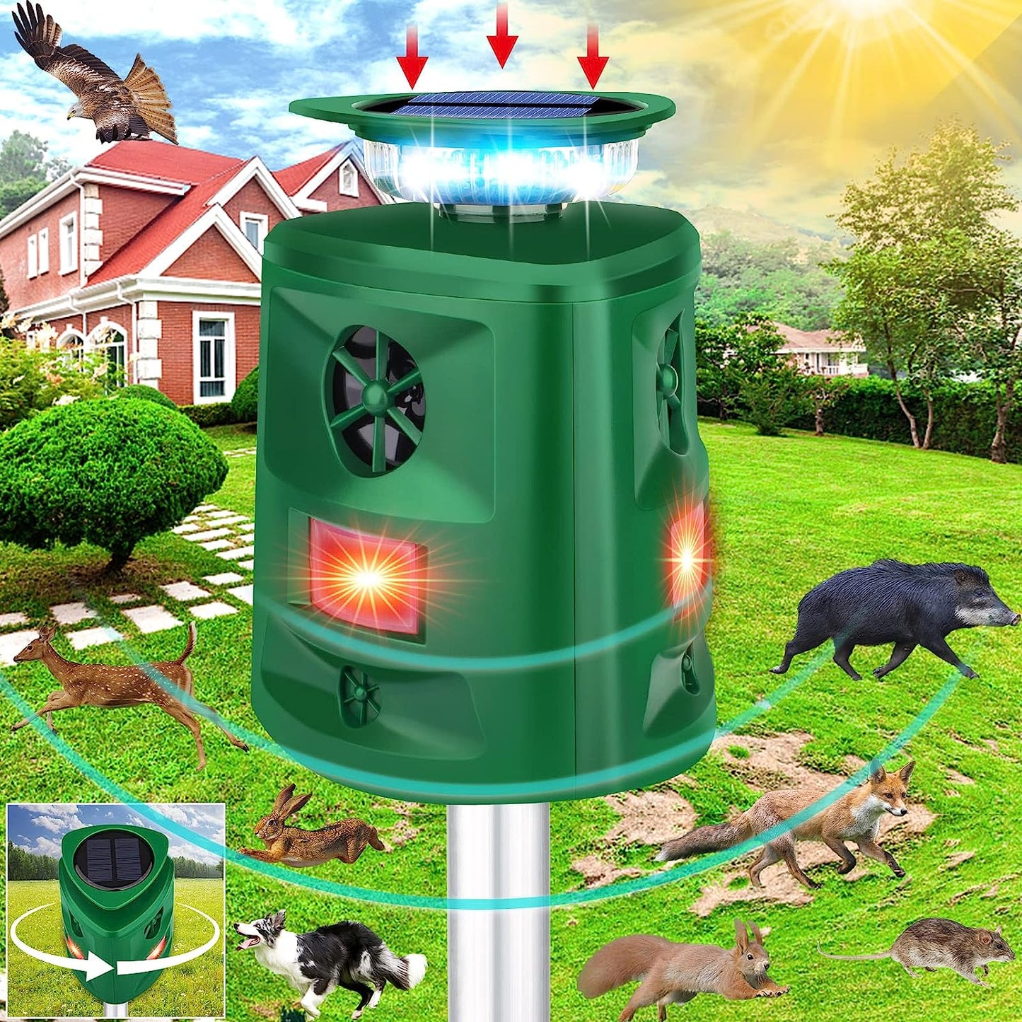 Zonne-energie Ultrasoon Dierenafschrikker