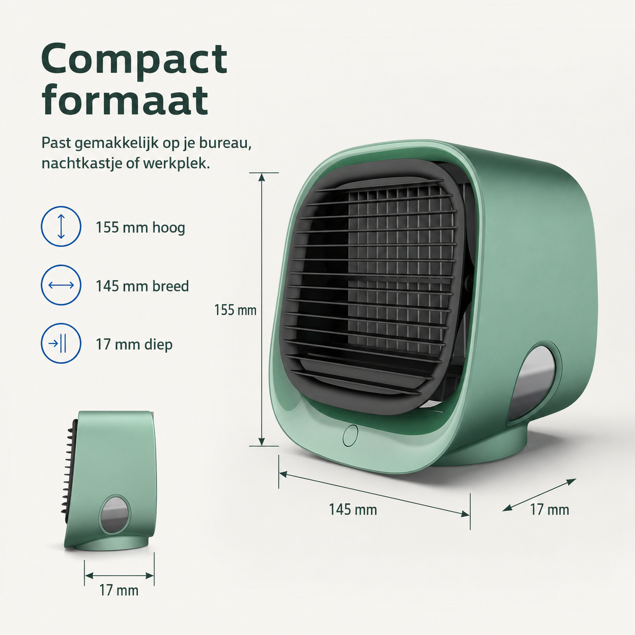 Aron Compacte Airco | 2-in-1 luchtkoeler en luchtbevochtiger voor thuis of kantoor