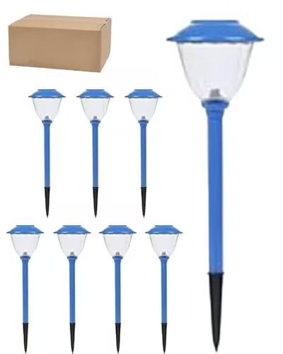 Set van 8 Zonne-energie Tuinpad Lichten met Metalen Kap en Helder Glas