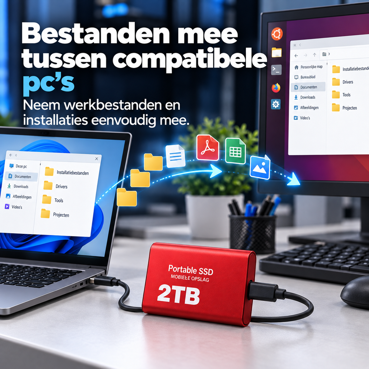 DataSprint Externe SSD 2TB voor IT & PC Support – USB-C Opslag tot 1050 MB/s