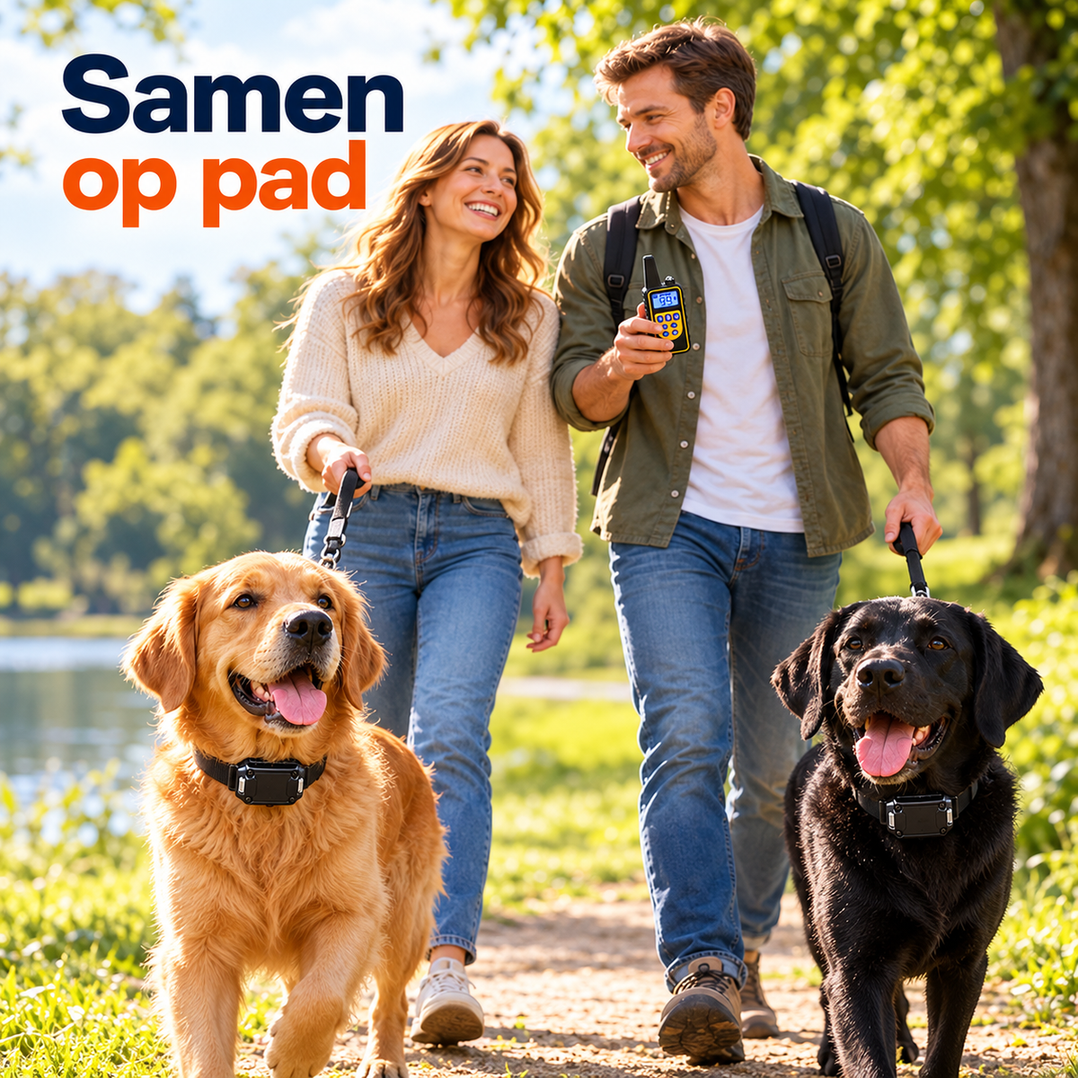 PROCANIS – Trainingshalsband voor 2 Honden met Afstandsbediening, 2 Ontvangers & 3 Modi