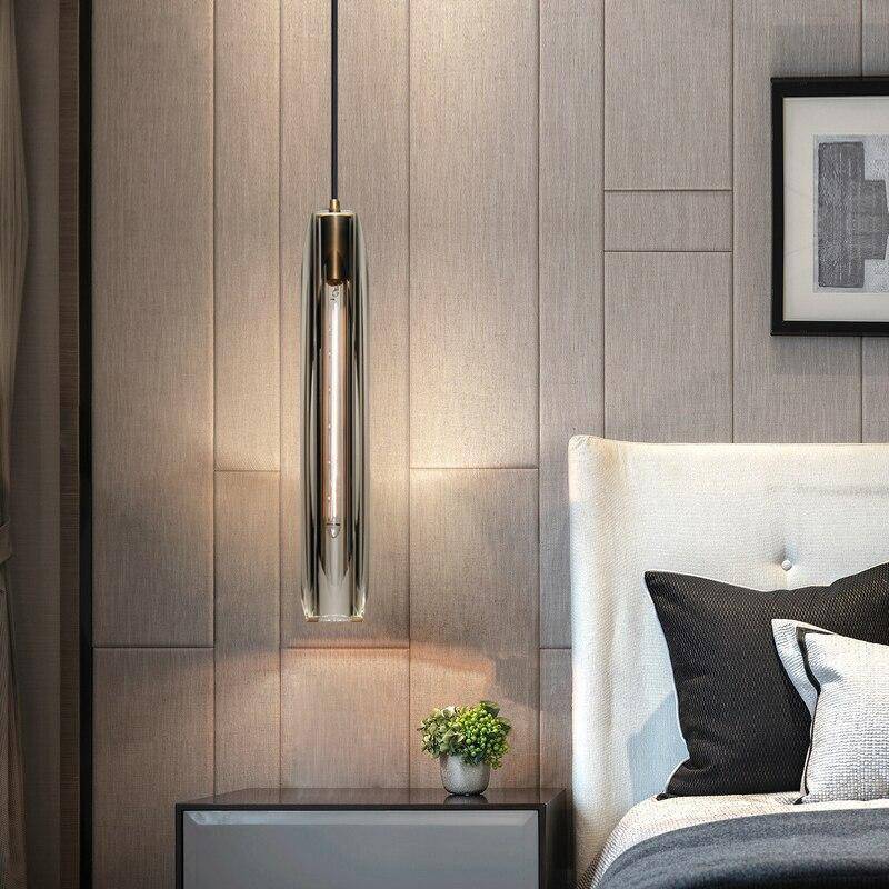 Juni Messing Designer Glazen Hanglamp Rookkleurig