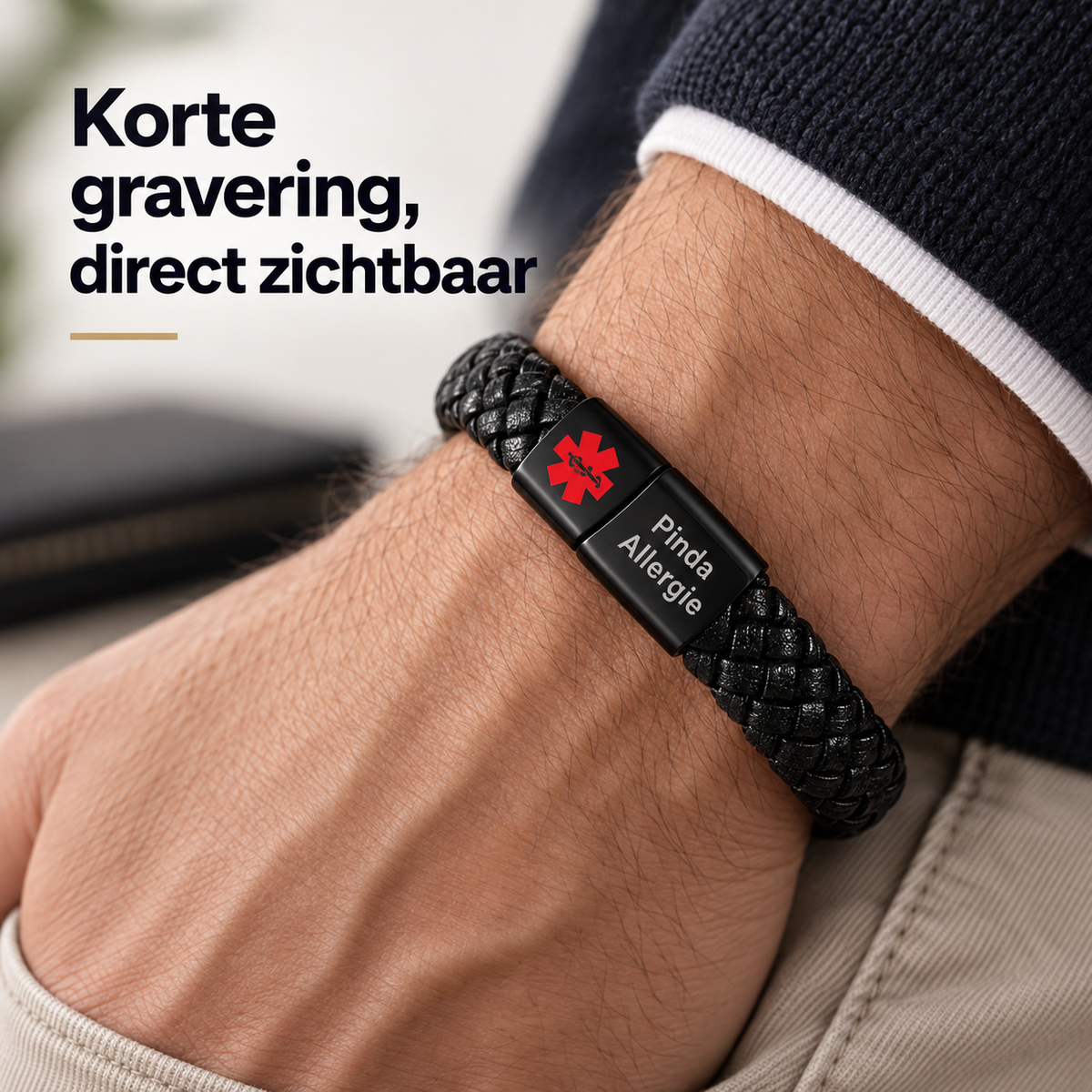 Custom AlertBand | Medische Allergie Armband met Persoonlijke Gravering