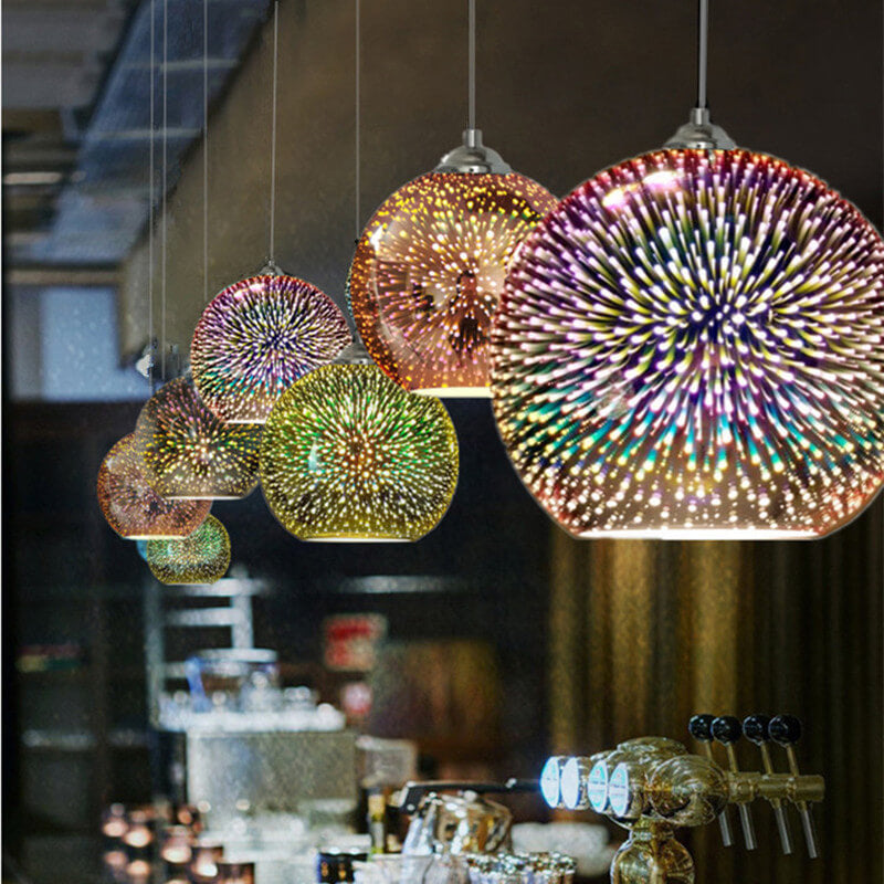 Moderne creatieve 3D kleurrijke vuurwerk glas 1-lamp koepel hanglamp