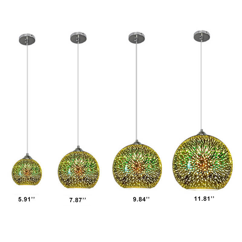 Moderne creatieve 3D kleurrijke vuurwerk glas 1-lamp koepel hanglamp