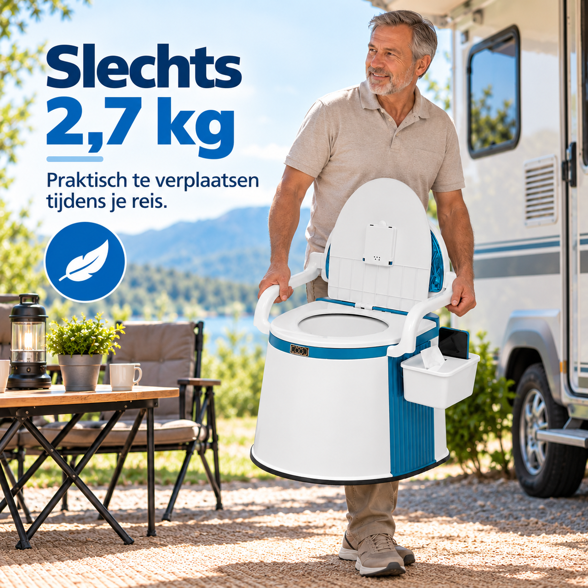 Draagbaar Campingtoilet voor Camper, Caravan & Kamperen