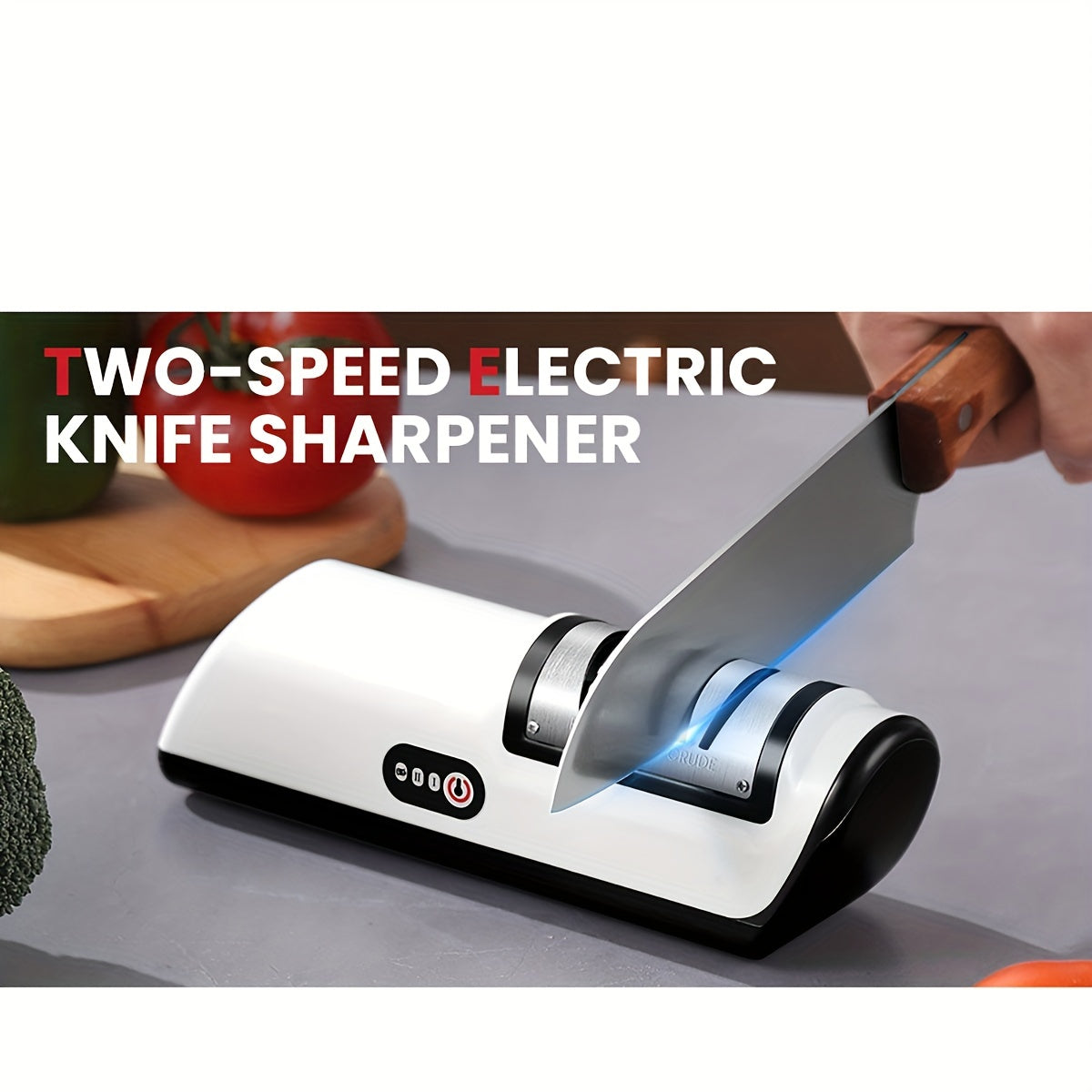 Skanto | Elektrische messen slijper – Multifunctionele huishoudelijke messen slijper, volledig automatisch met USB-opladen en 2 snelheidsinstellingen voor gebruik in de keuken