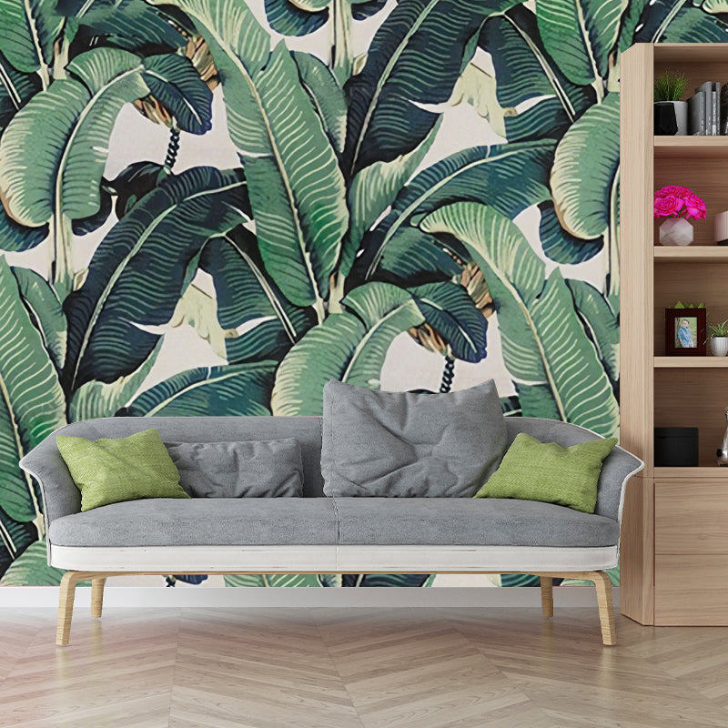 Grote Minimalistische Wandbekleding in Groene Bananenbladeren Wanddecoratie, Op Maat Gemaakt