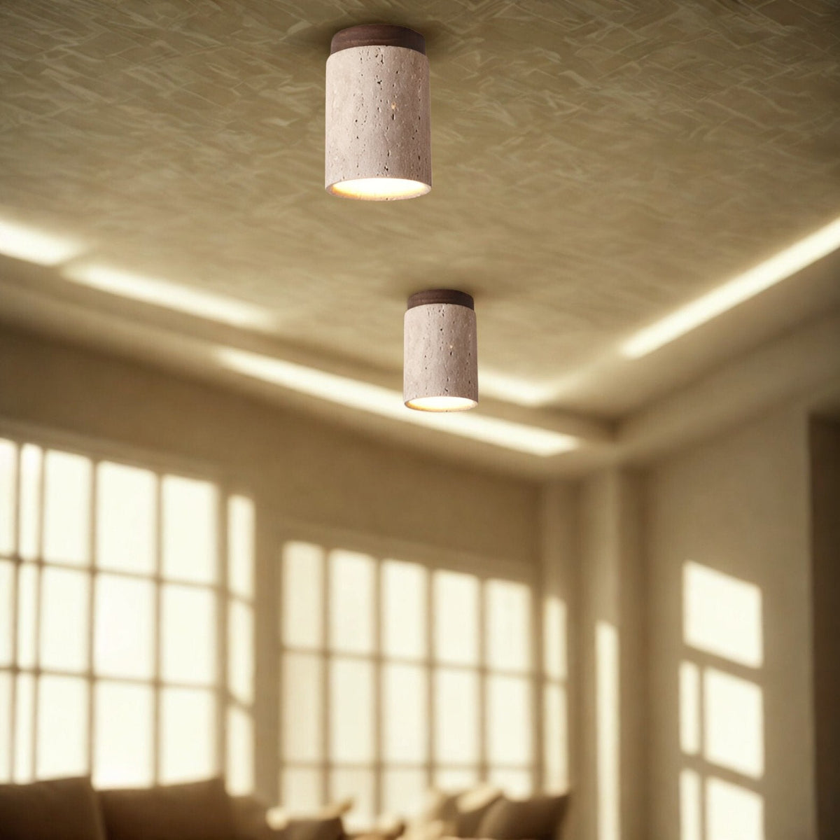 Orin Retro Travertine Flush Mount Plafondlamp