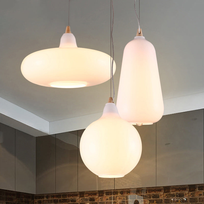Globale/Pompoen/Ellips Pendant Light Hedendaagse Rook/Amber/Wit Glas 1 Licht Eetkamer Hanglamp