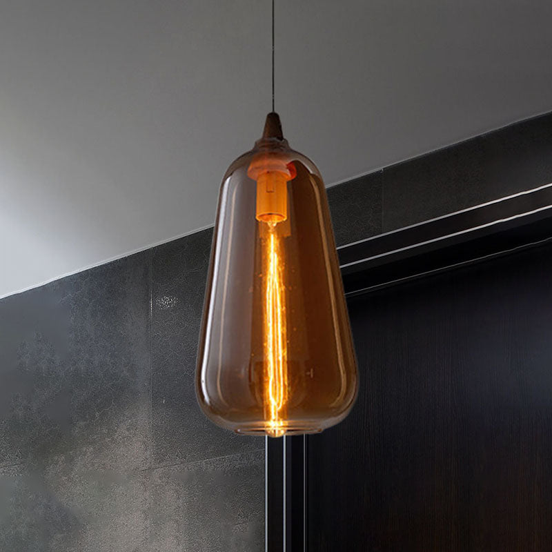 Globale/Pompoen/Ellips Pendant Light Hedendaagse Rook/Amber/Wit Glas 1 Licht Eetkamer Hanglamp
