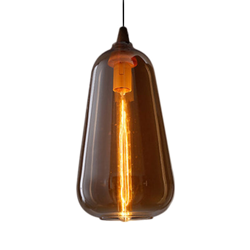 Globale/Pompoen/Ellips Pendant Light Hedendaagse Rook/Amber/Wit Glas 1 Licht Eetkamer Hanglamp